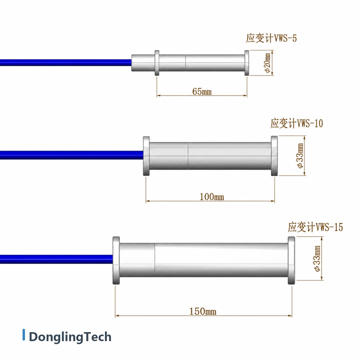 VWS-5/10/15 Smart Vibrating Wire Strain Gauge for Concrete Structure Monitoring detail view 5